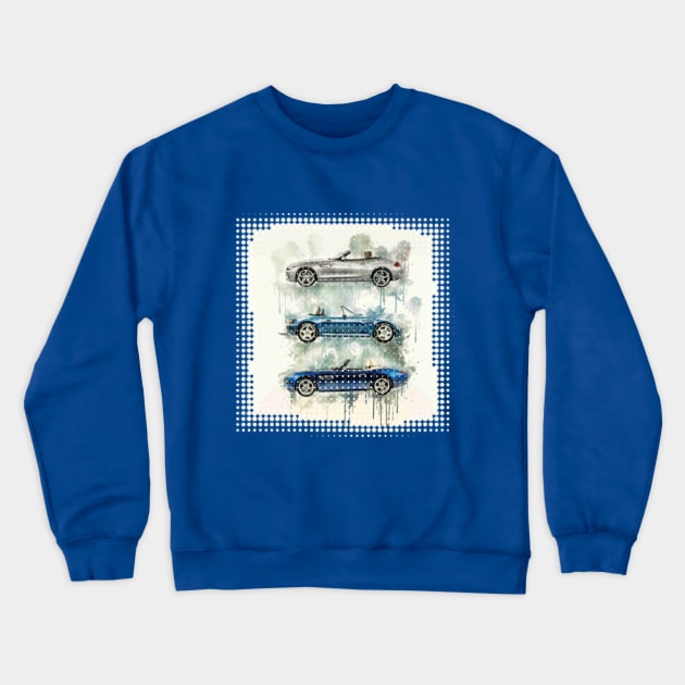 BMW Z x 3 Splash art Crewneck Sweatshirt by AaaahEeeekStudio